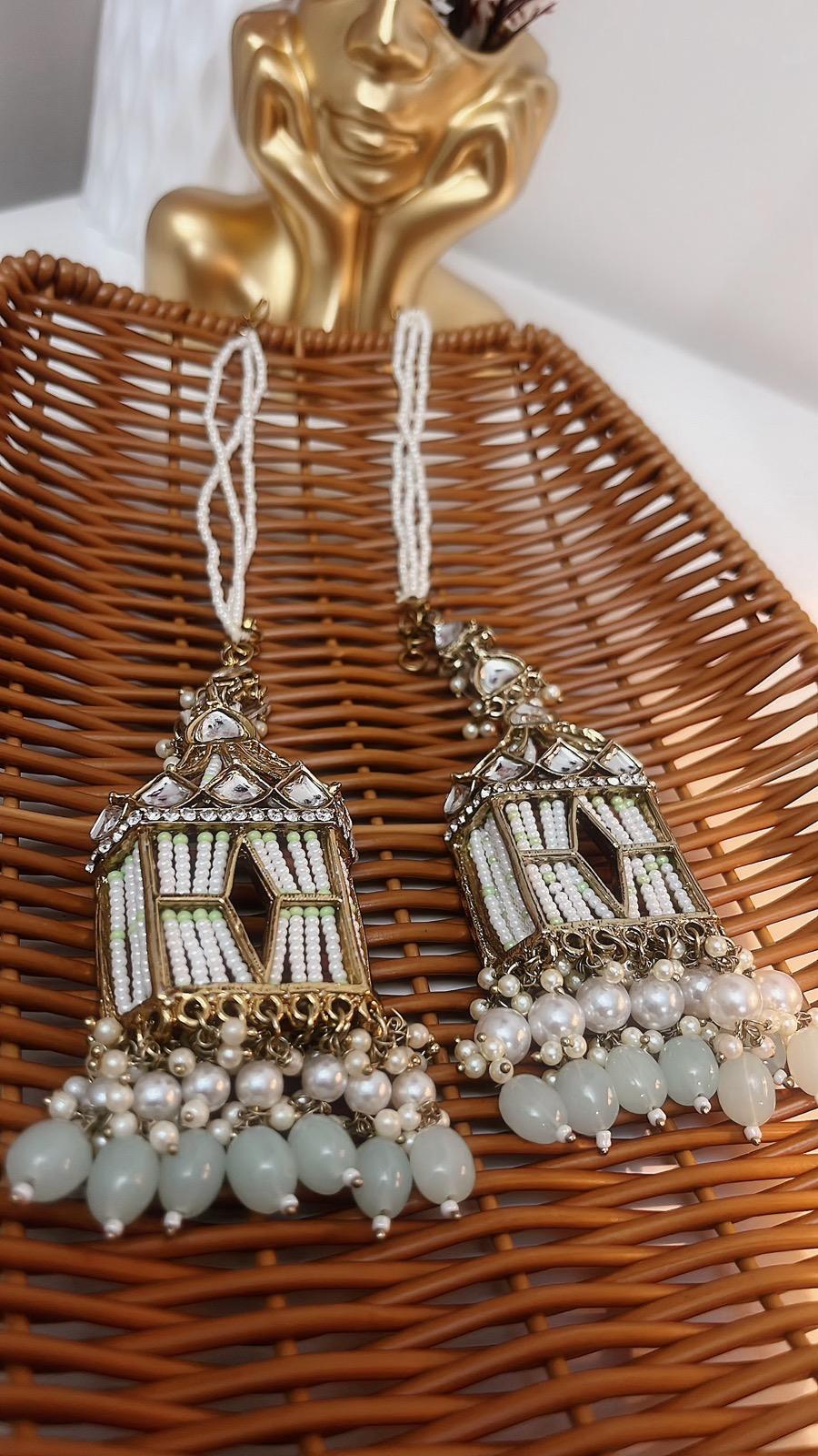 Doli Earrings | Light Mint Earrings | Indian Earrings | Indian Jewelry | South Asian Jewelry | Waaliyaan | Partywear Earrings | Doli Dangler