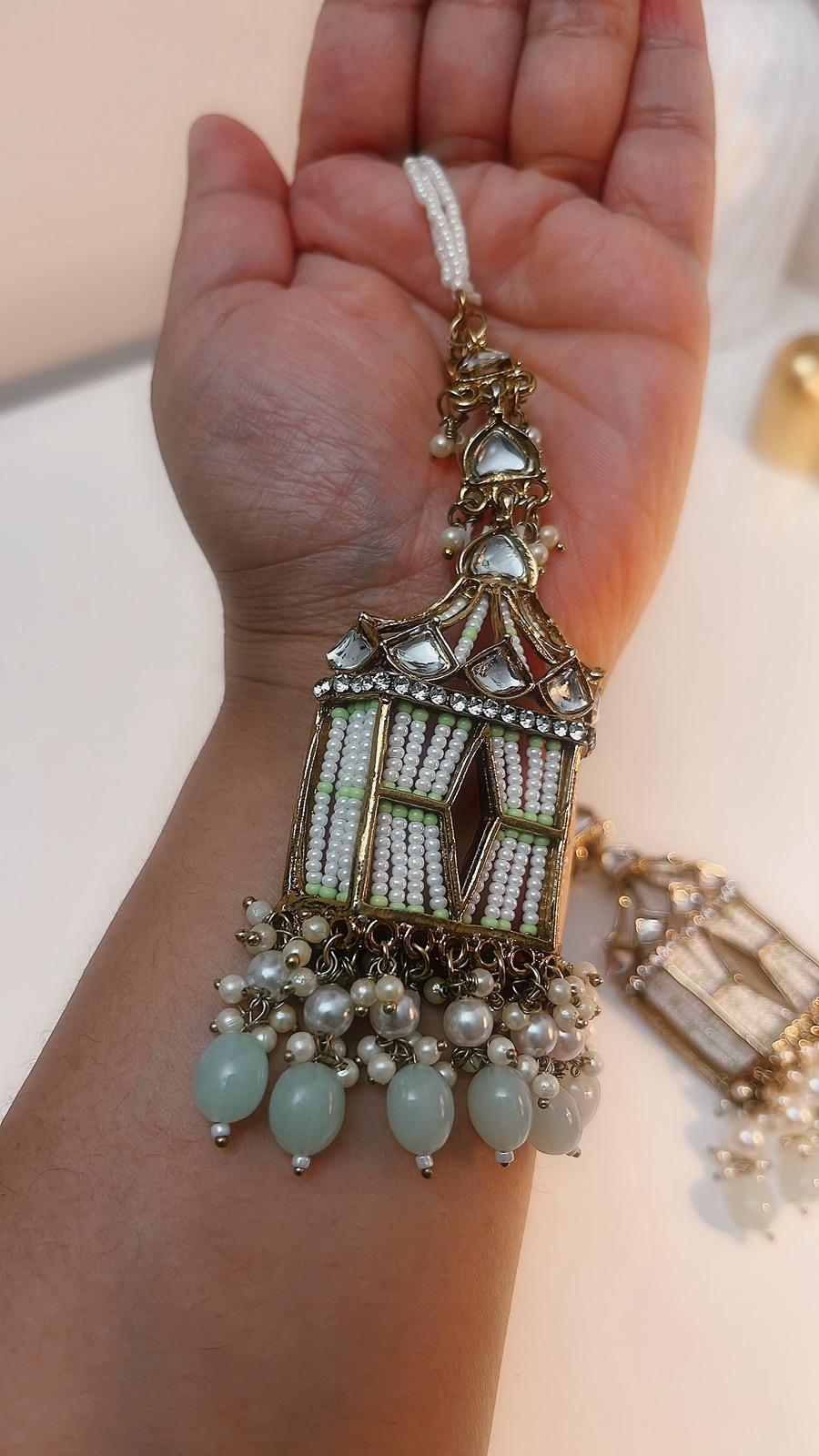 Doli Earrings | Light Mint Earrings | Indian Earrings | Indian Jewelry | South Asian Jewelry | Waaliyaan | Partywear Earrings | Doli Dangler