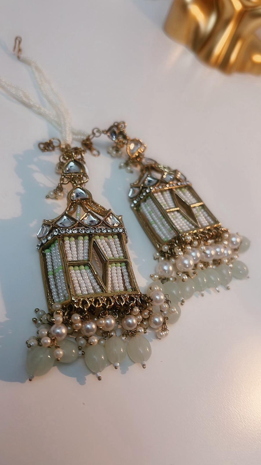 Doli Earrings | Light Mint Earrings | Indian Earrings | Indian Jewelry | South Asian Jewelry | Waaliyaan | Partywear Earrings | Doli Dangler