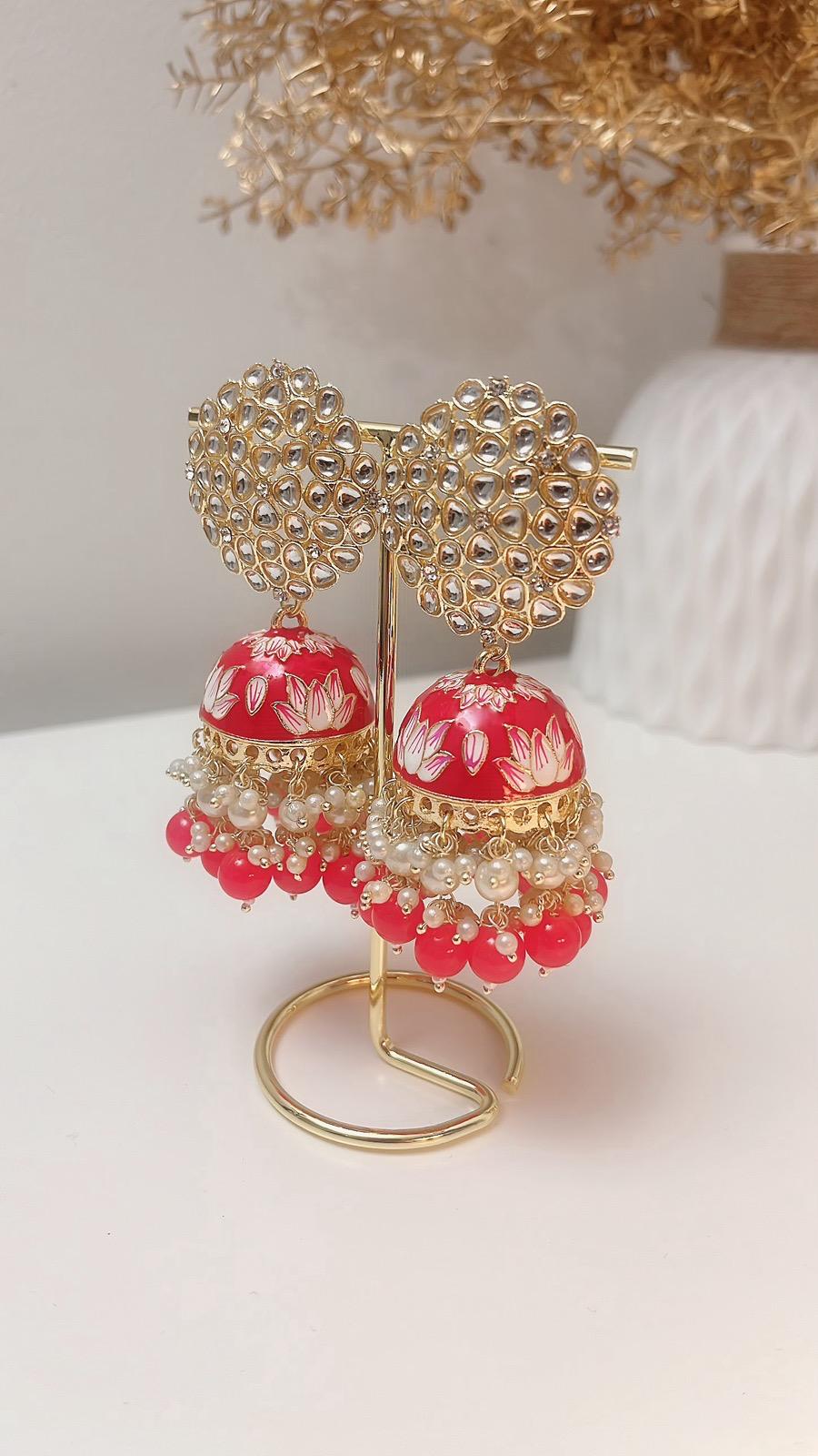 Pink Jhumka | Hot Pink Jhumka Earrings | Earrings | Jhumki | Cute Jhumka | Jhumka | Gold Jhumka | Jhumkas | Colorful Jhumka