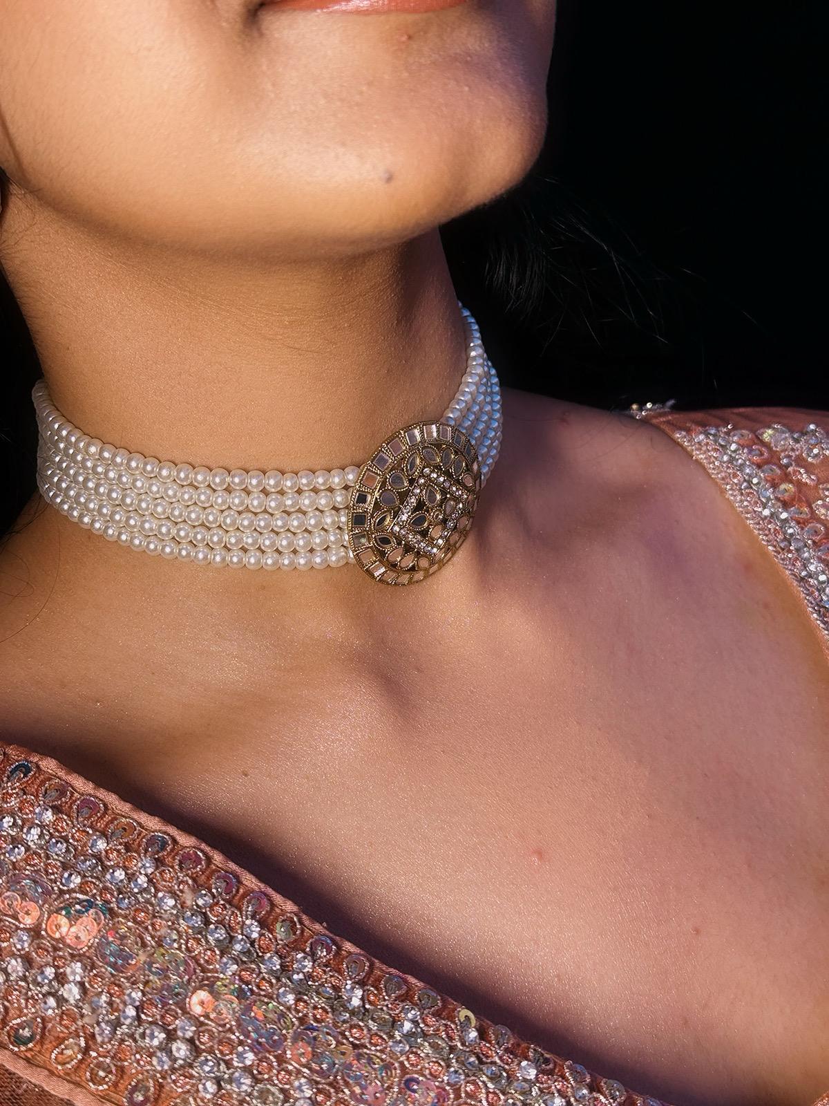 WHITE Necklace, Earrings & Tikka Set | Indian Jewelry | South Asian Jewelry | Tikka | Earrings | Danglers | Partywear | Beautiful Choker