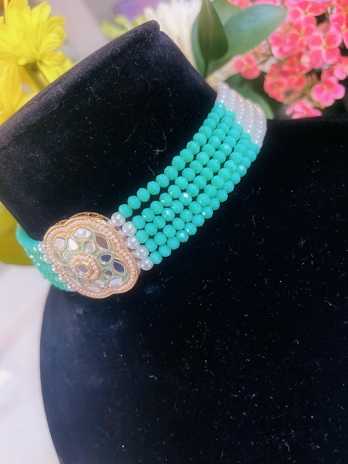 Mint Necklace & Stud Earrings Set | Indian Jewelry | South Asian Jewelry | Earrings | Partywear