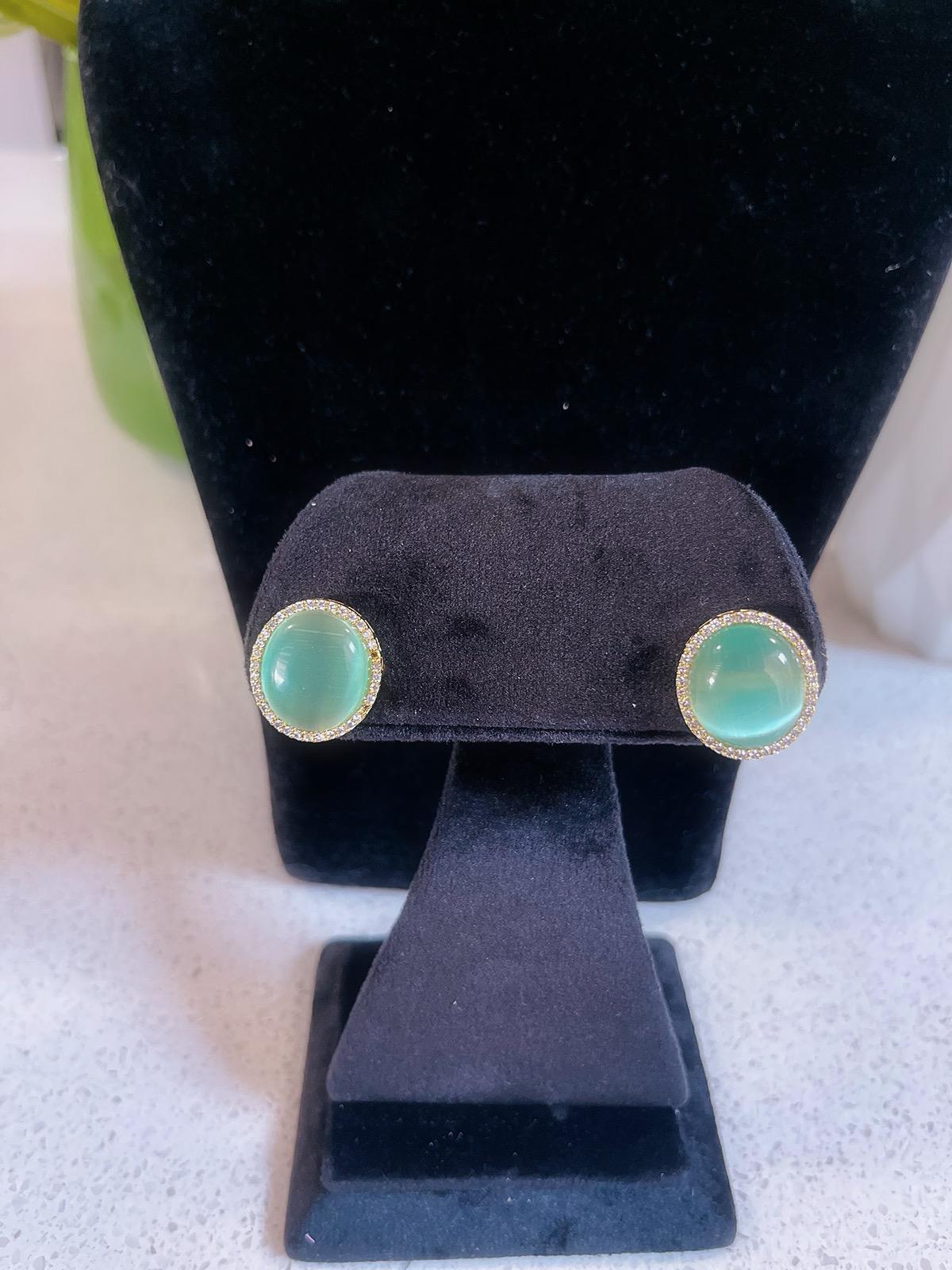 Mint Necklace & Stud Earrings Set | Indian Jewelry | South Asian Jewelry | Earrings | Partywear