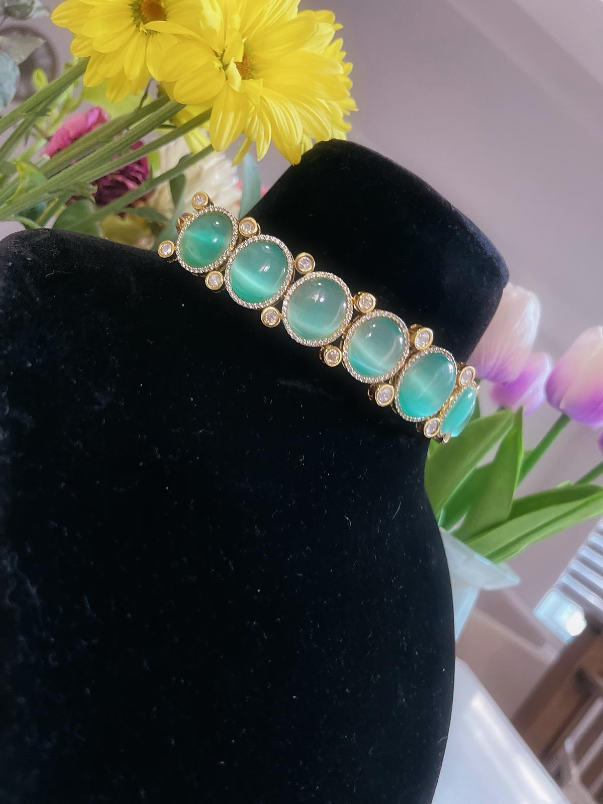 Mint Necklace & Stud Earrings Set | Indian Jewelry | South Asian Jewelry | Earrings | Partywear