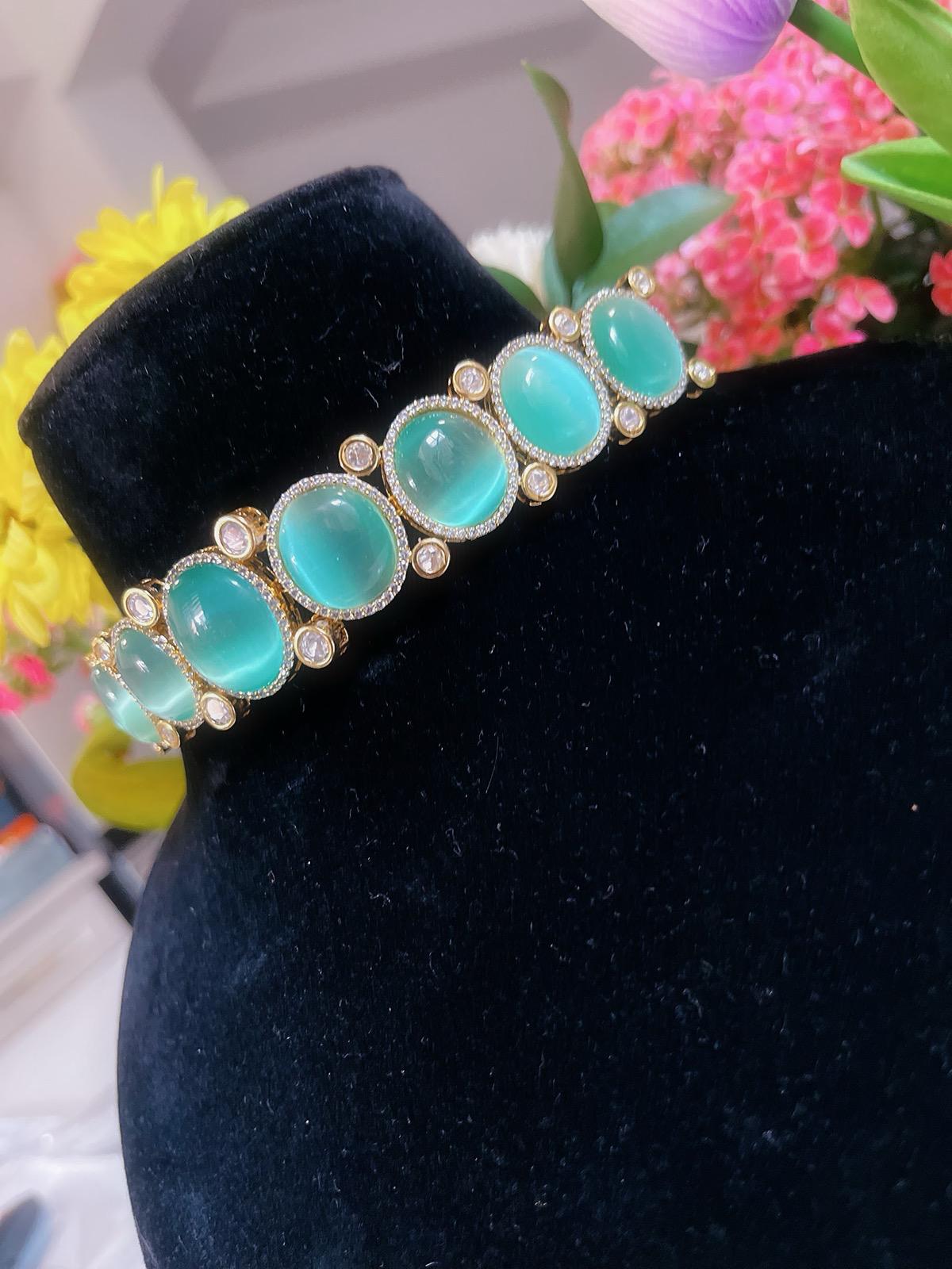 Mint Necklace & Stud Earrings Set | Indian Jewelry | South Asian Jewelry | Earrings | Partywear