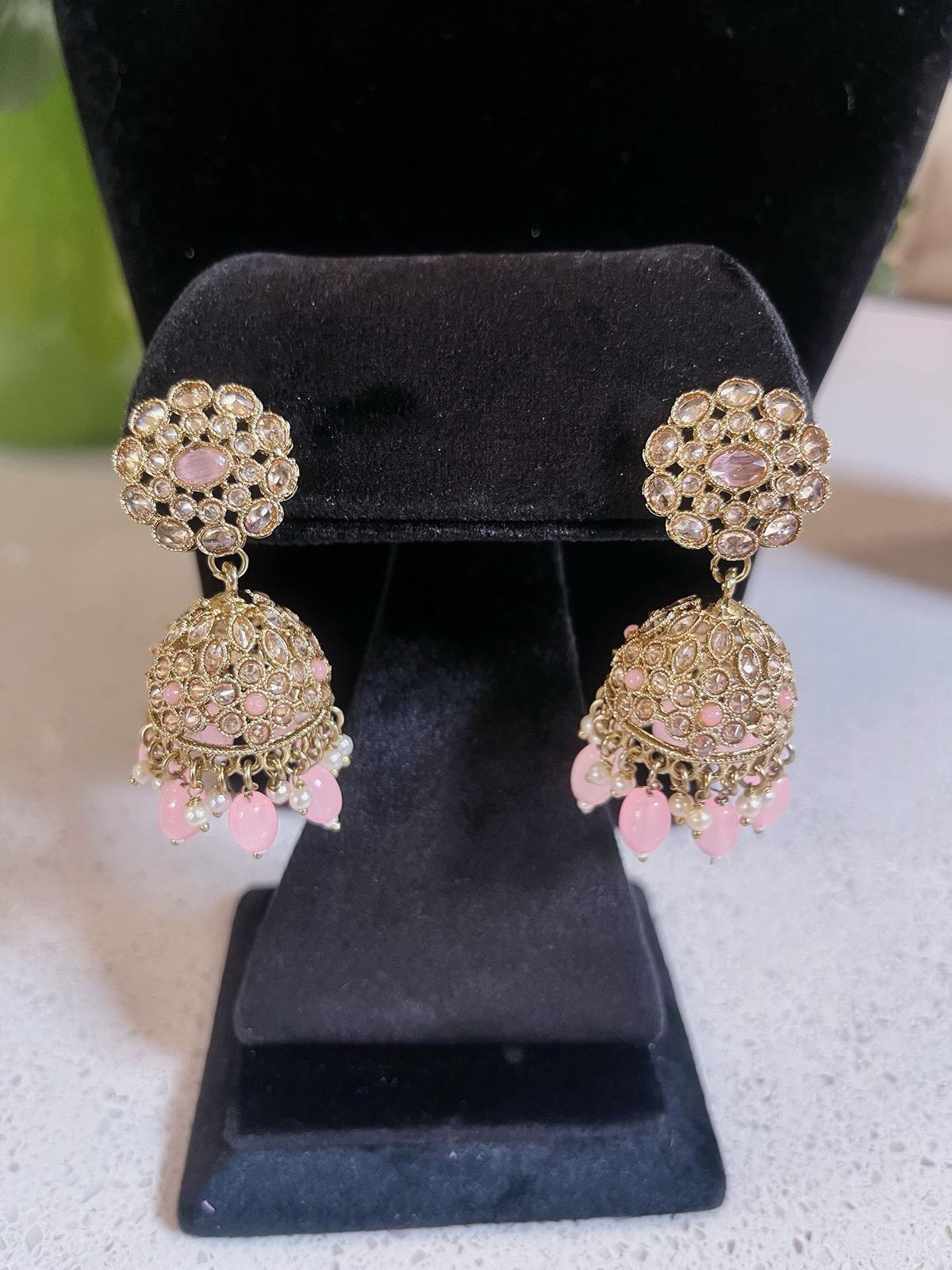 Pink Necklace & Earrings Set | Indian Jewelry | South Asian Jewelry | Earrings | Danglers | Meenakari Baby Pink Necklace