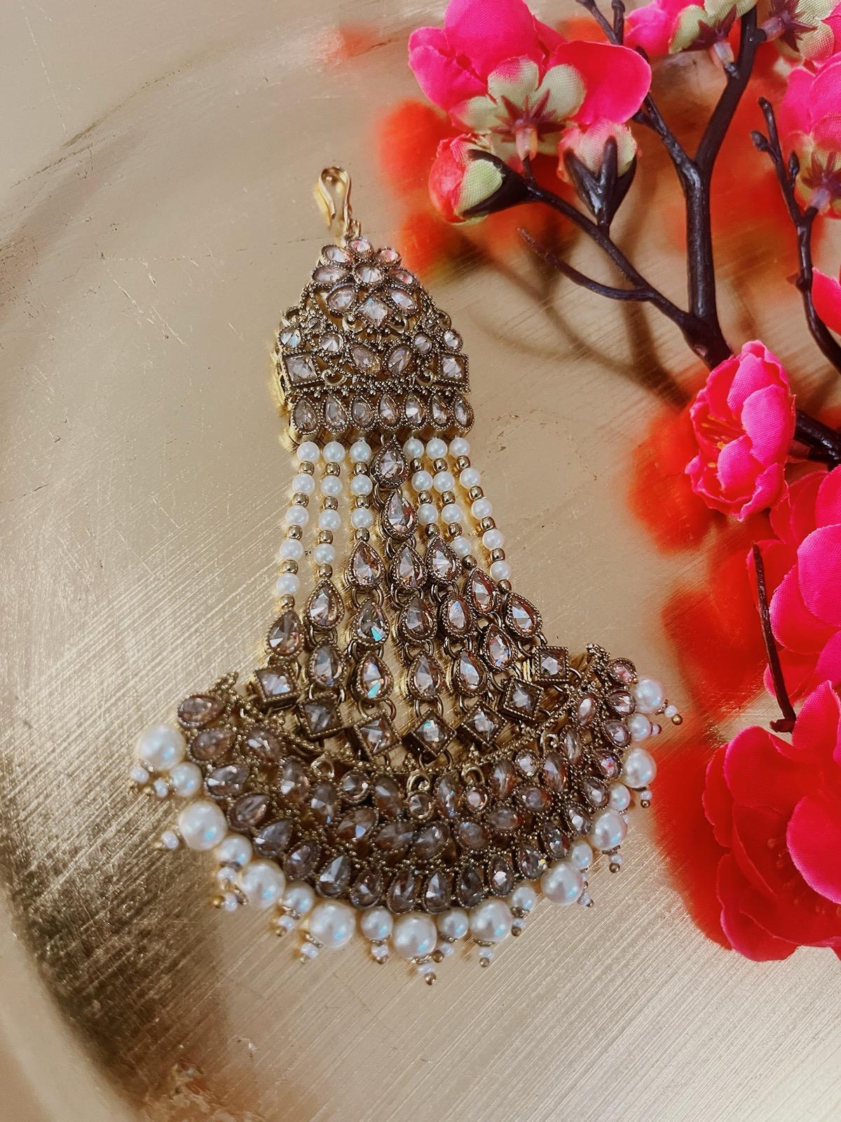Bridal Paasa White | Moon Pasa Punjabi Jhumar | Indian Jewellery Jewellery Antique Gold Pasa Indian Bridal Jewellery Bollywood Jewellery