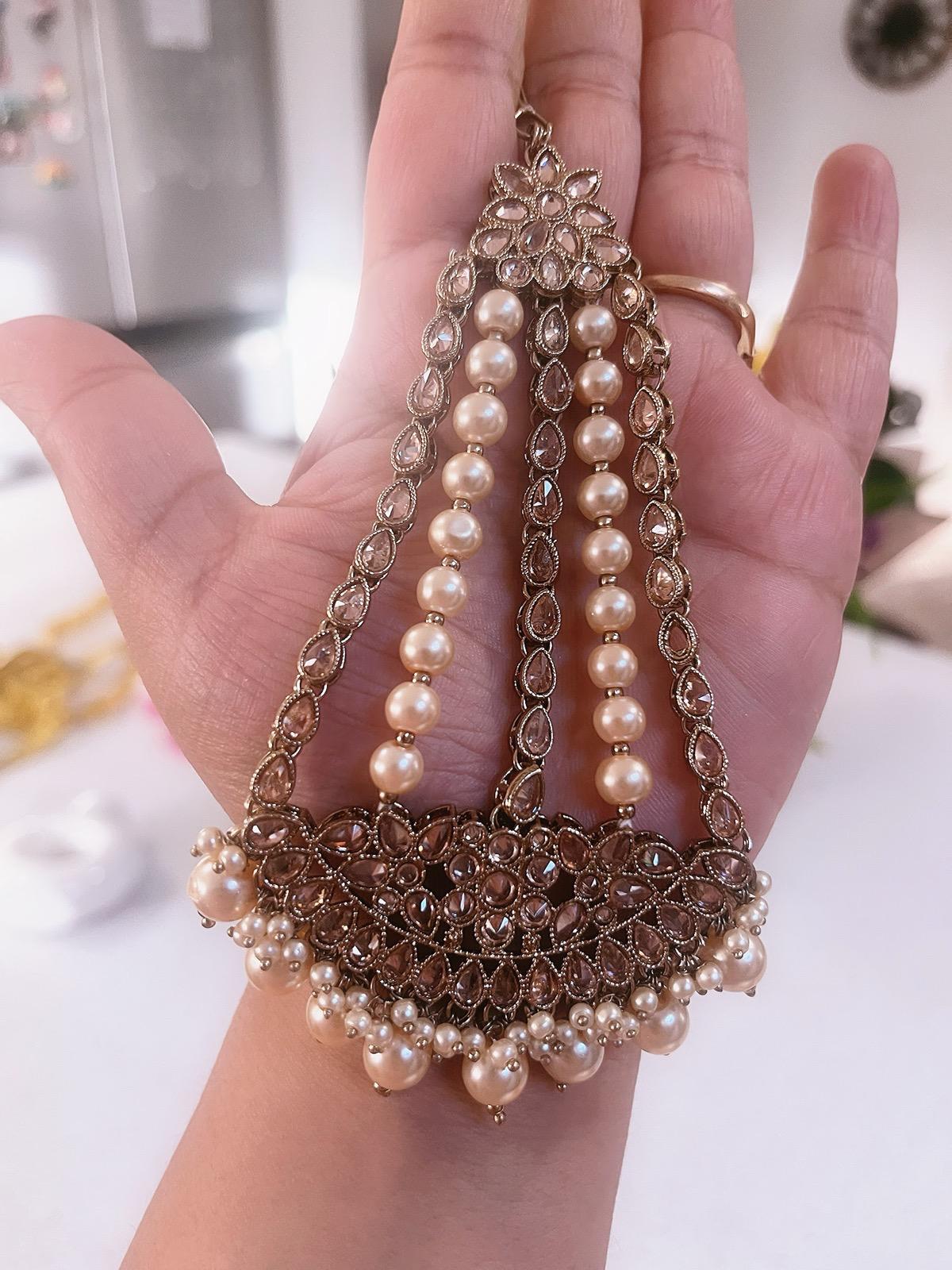 Bridal Paasa Beige | Moon Pasa Punjabi Jhumar | Indian Jewellery Jewellery Antique Gold Pasa Indian Bridal Jewellery Bollywood Jewellery