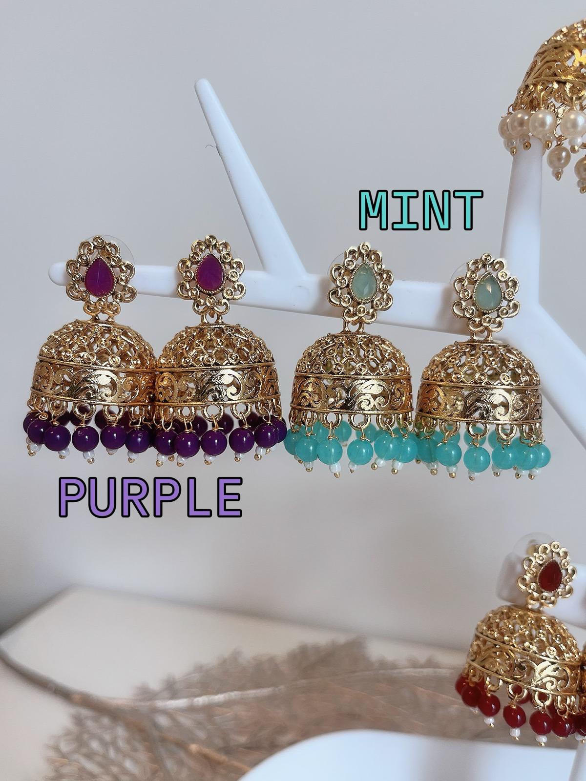 Multicolor Jhumka | Gold plated Jhumka | Pink Jhumka | Mint Jhumka | Peach Jhumka | Maroon Jhumka | Red Jhumka | Green Jhumka | Olive Jhumka