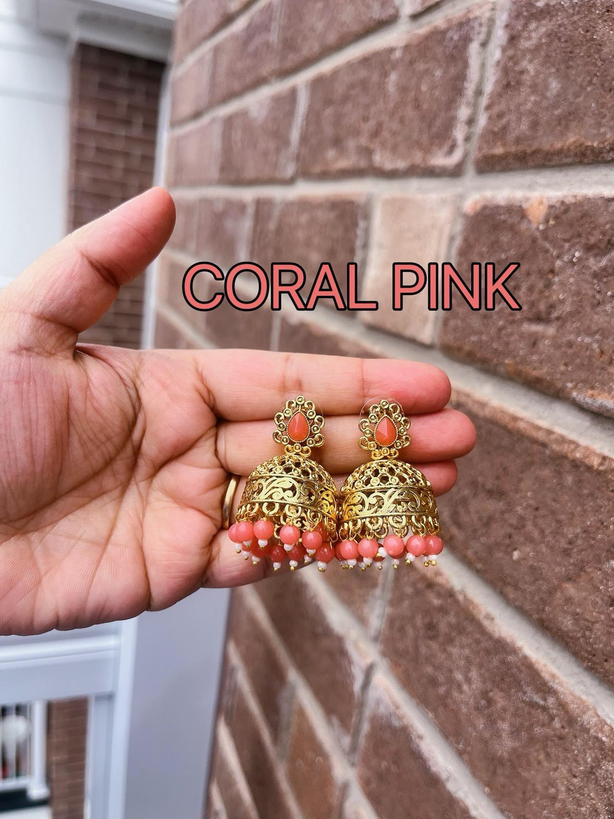 Multicolor Jhumka | Gold plated Jhumka | Pink Jhumka | Mint Jhumka | Peach Jhumka | Maroon Jhumka | Red Jhumka | Green Jhumka | Olive Jhumka