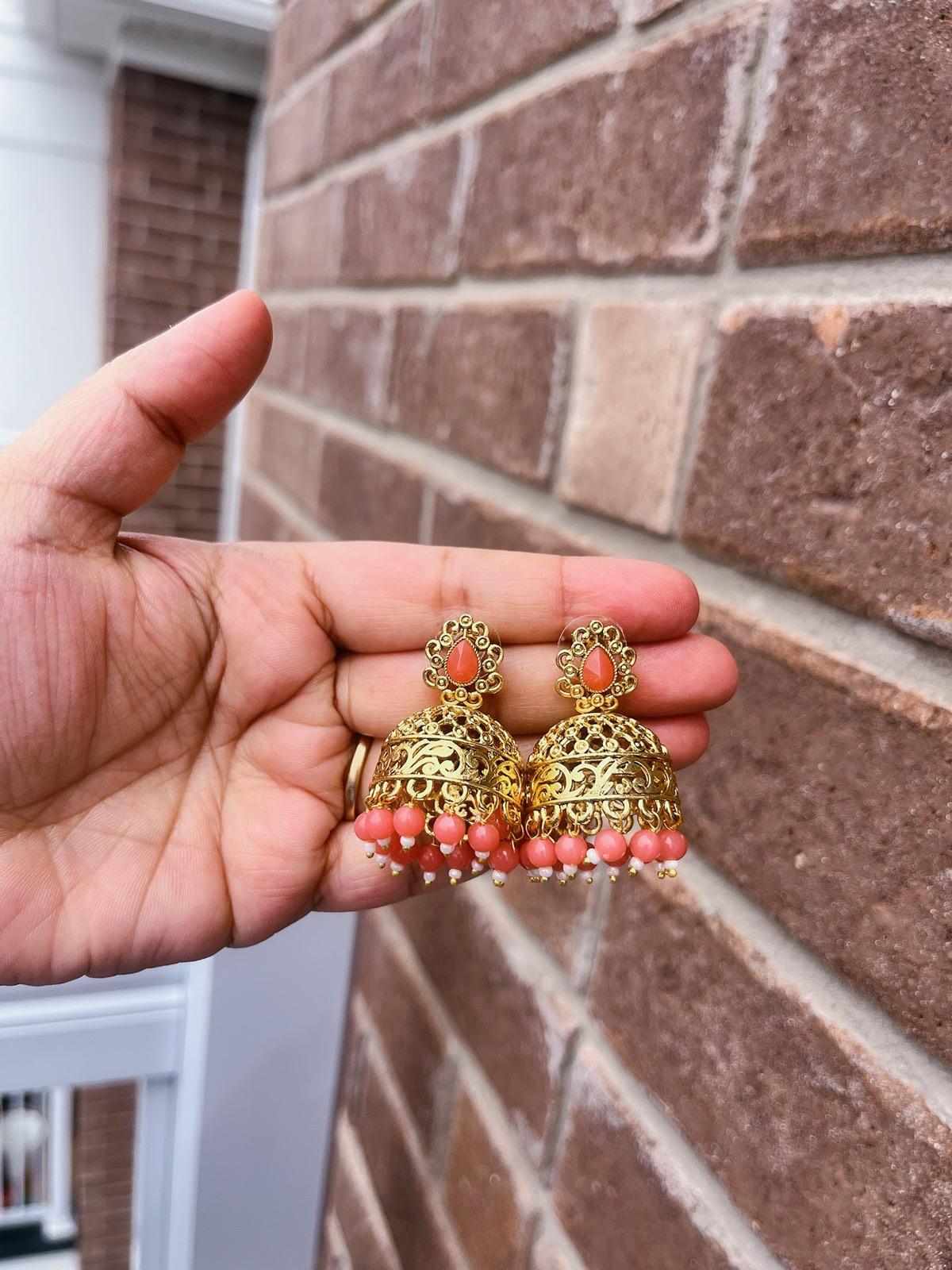 Multicolor Jhumka | Gold plated Jhumka | Pink Jhumka | Mint Jhumka | Peach Jhumka | Maroon Jhumka | Red Jhumka | Green Jhumka | Olive Jhumka