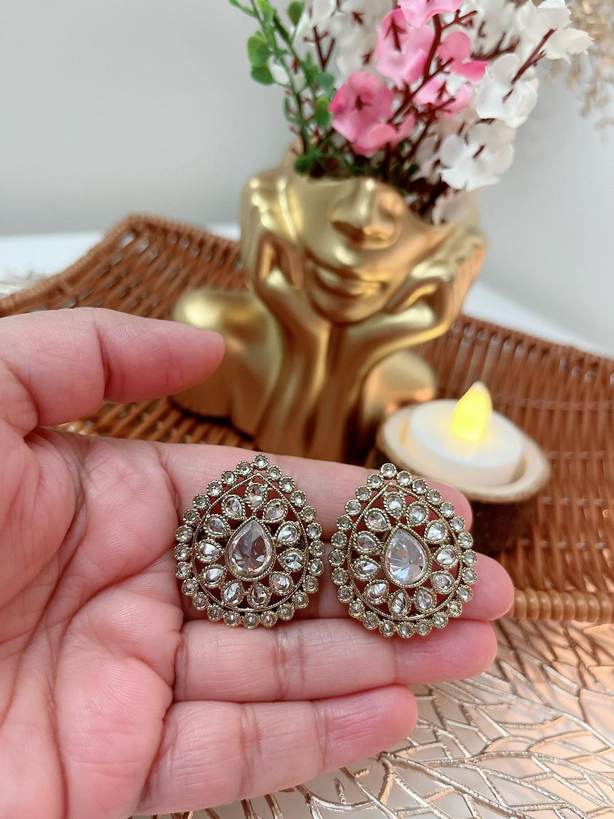 Multicolor Stud Earrings available in Baby Pink, Gold, White and Multicolor | Indian Jewelry | South Asian Jewelry | Stud Earrings