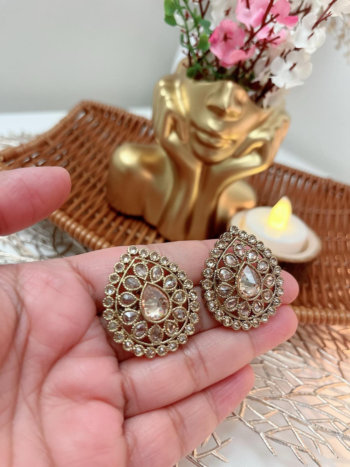 Multicolor Stud Earrings available in Baby Pink, Gold, White and Multicolor | Indian Jewelry | South Asian Jewelry | Stud Earrings