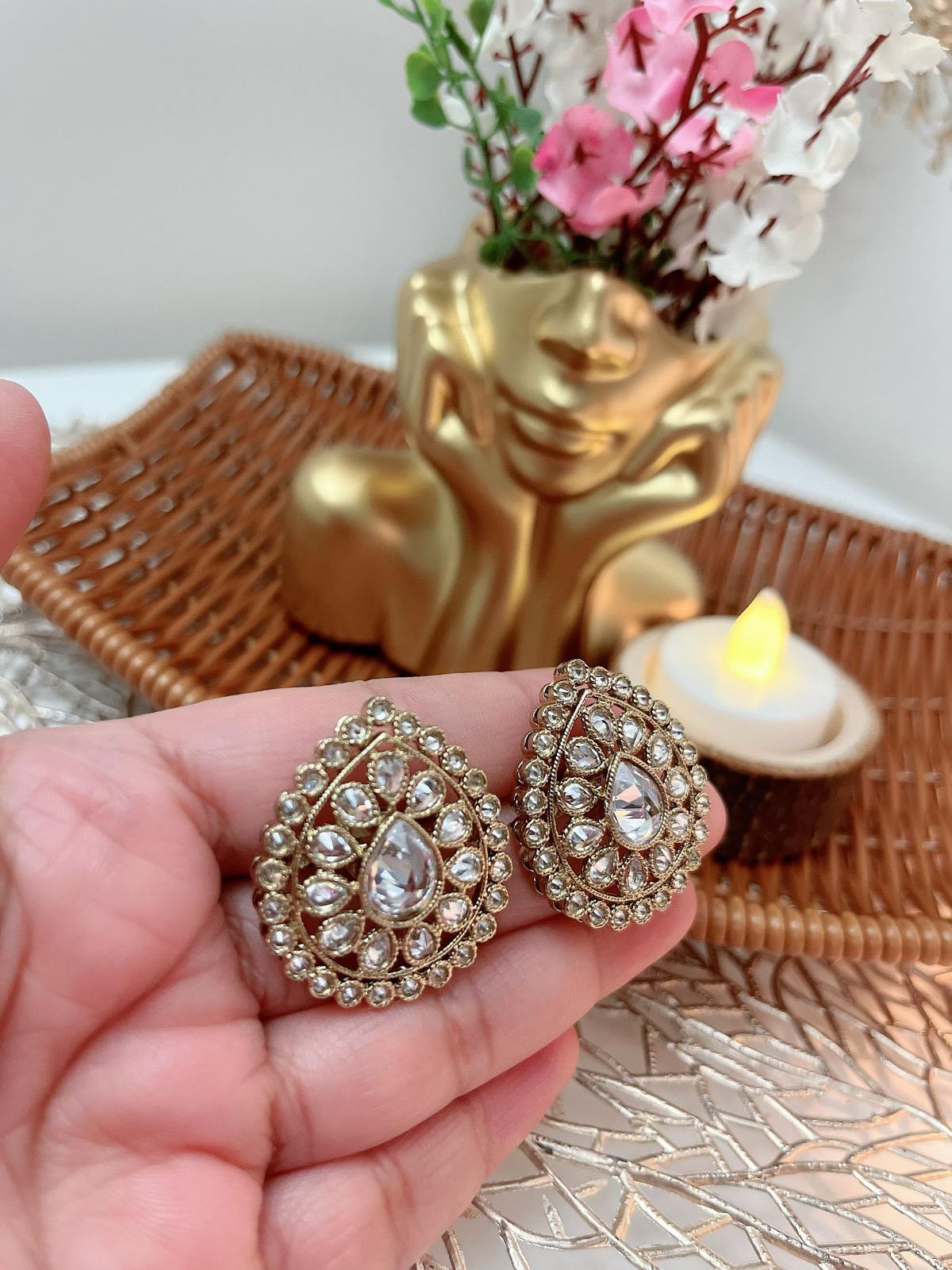Multicolor Stud Earrings available in Baby Pink, Gold, White and Multicolor | Indian Jewelry | South Asian Jewelry | Stud Earrings