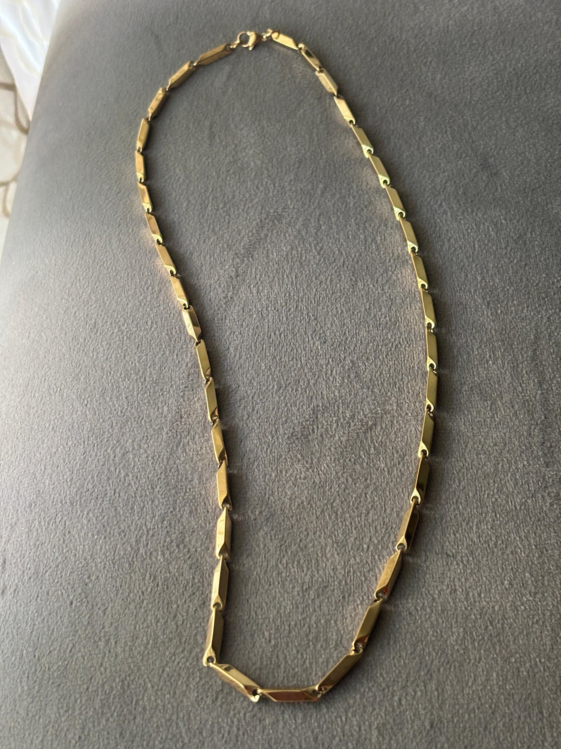 Modern Gold Rectangle Link Chain Necklace