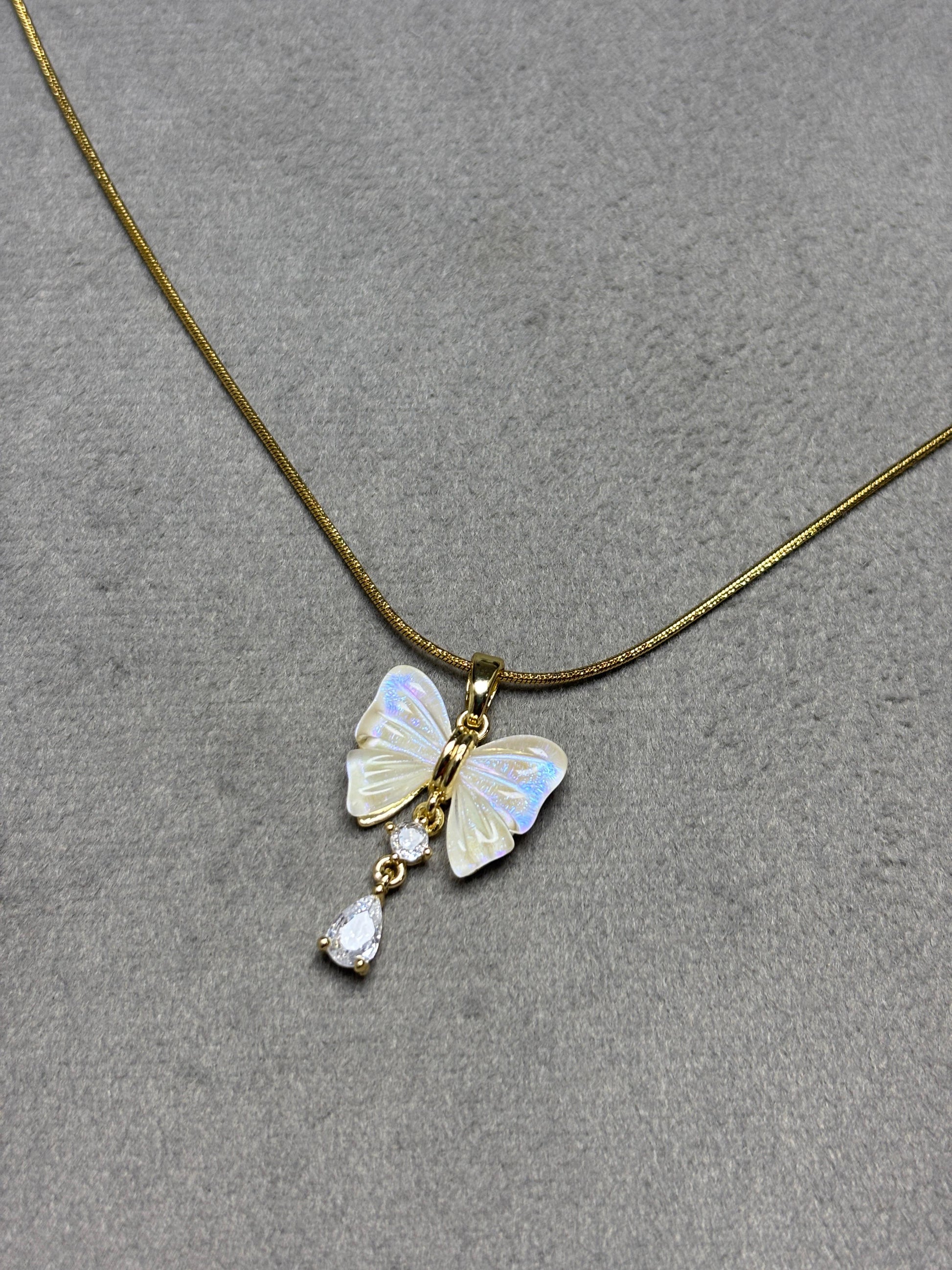 Ivory Butterfly Pendant Necklace