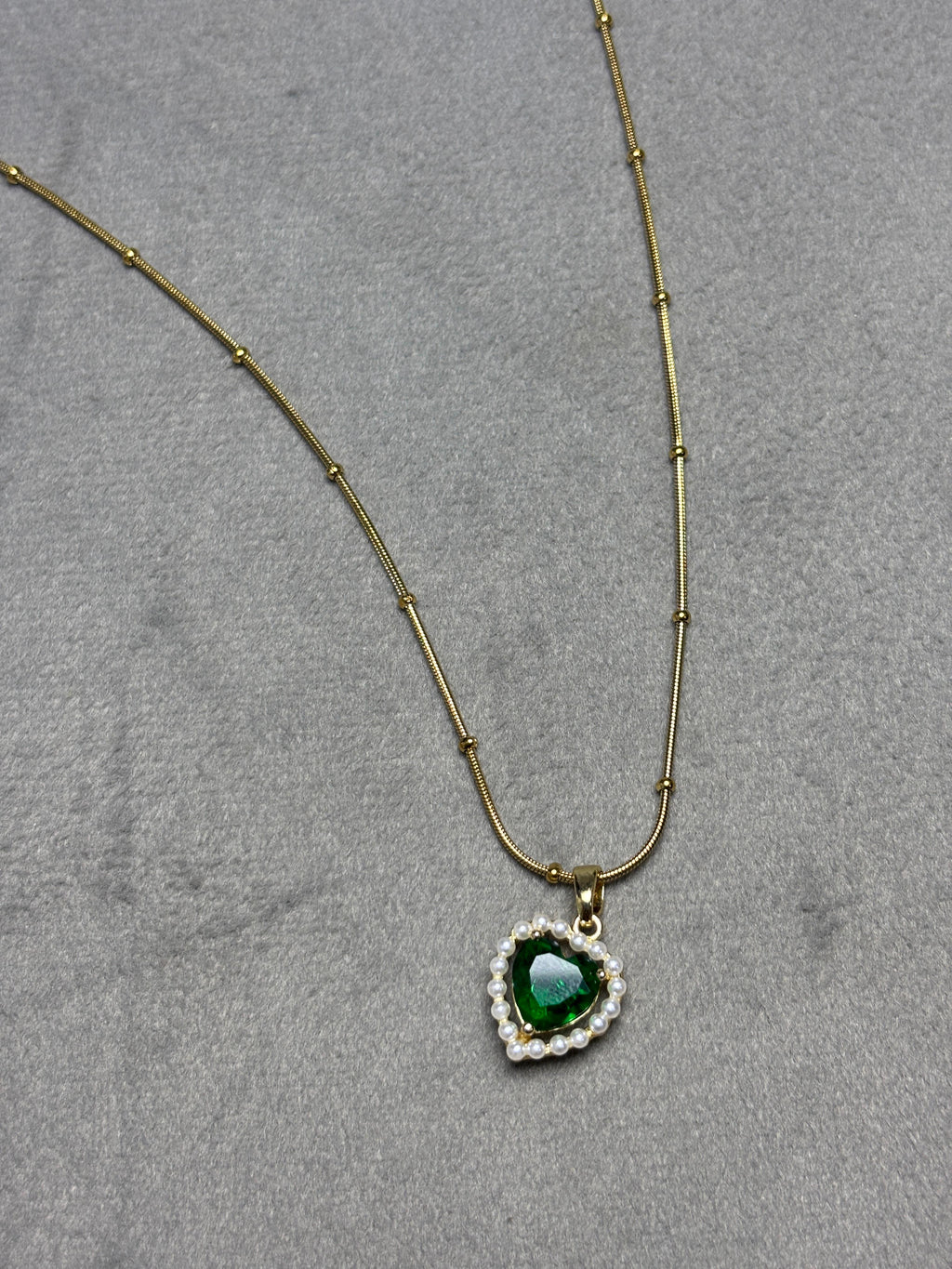 Heart Shaped Green Gem Pendant Necklace