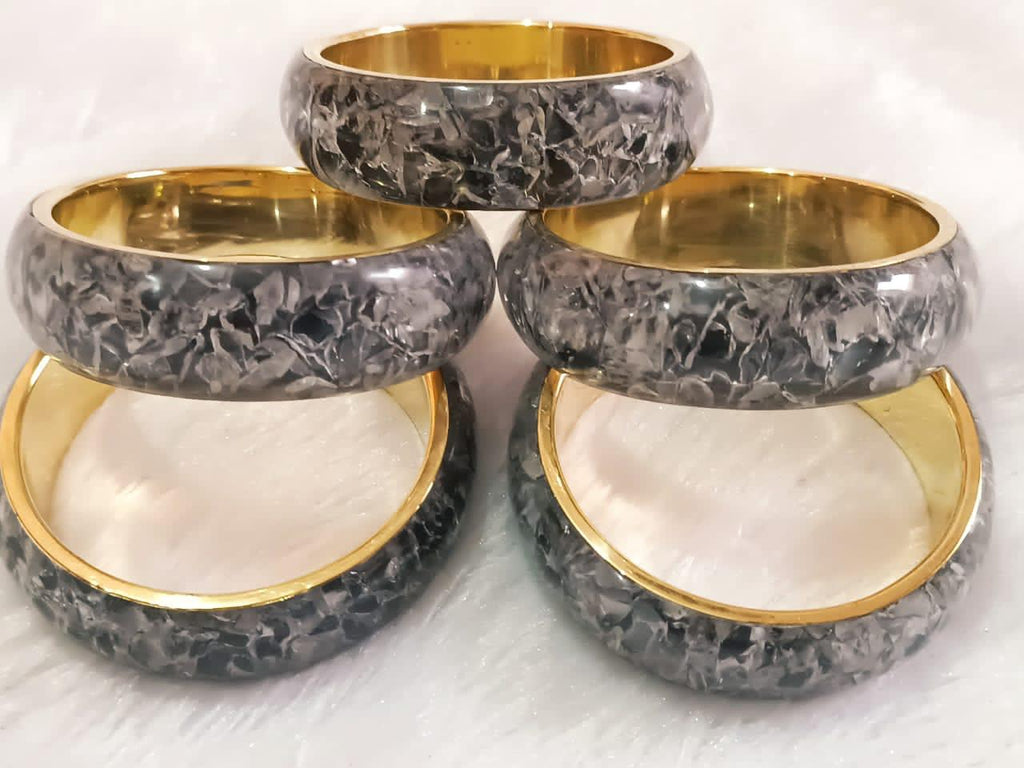 Midnight Aura Black Obsidian Bangles – Natural Gemstone Elegance
