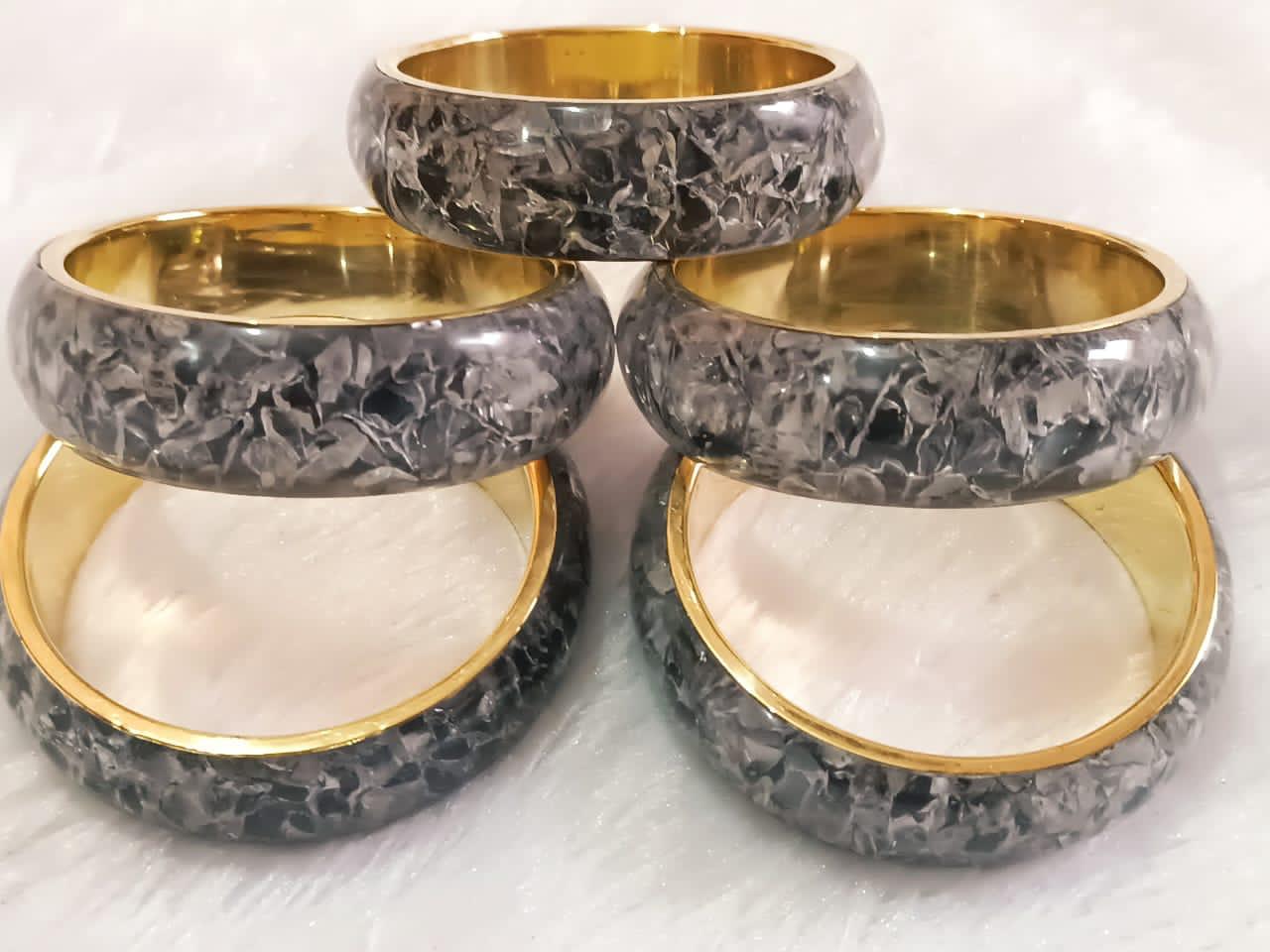 Midnight Aura Black Obsidian Bangles – Natural Gemstone Elegance