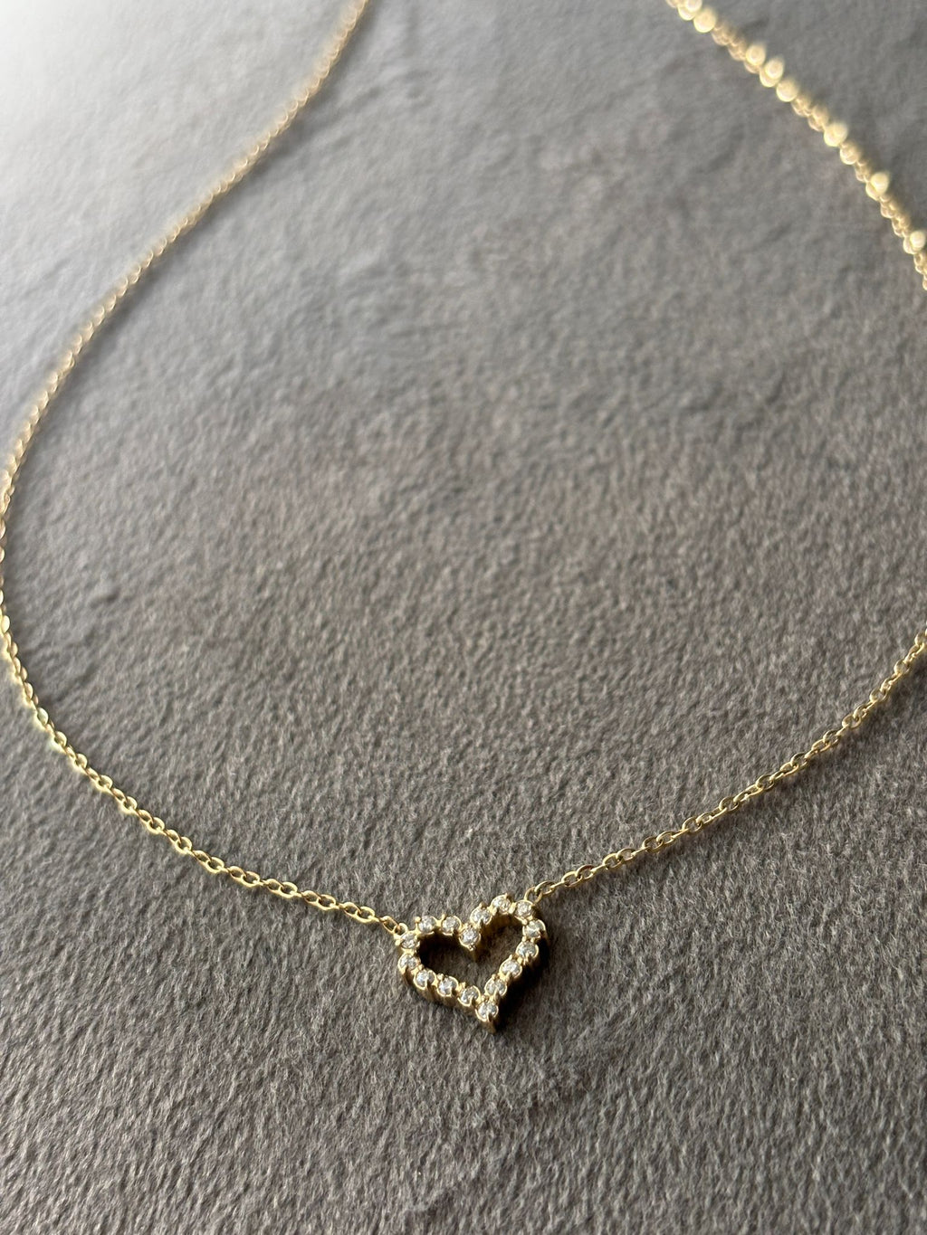 Dainty Pave Heart Gold Necklace