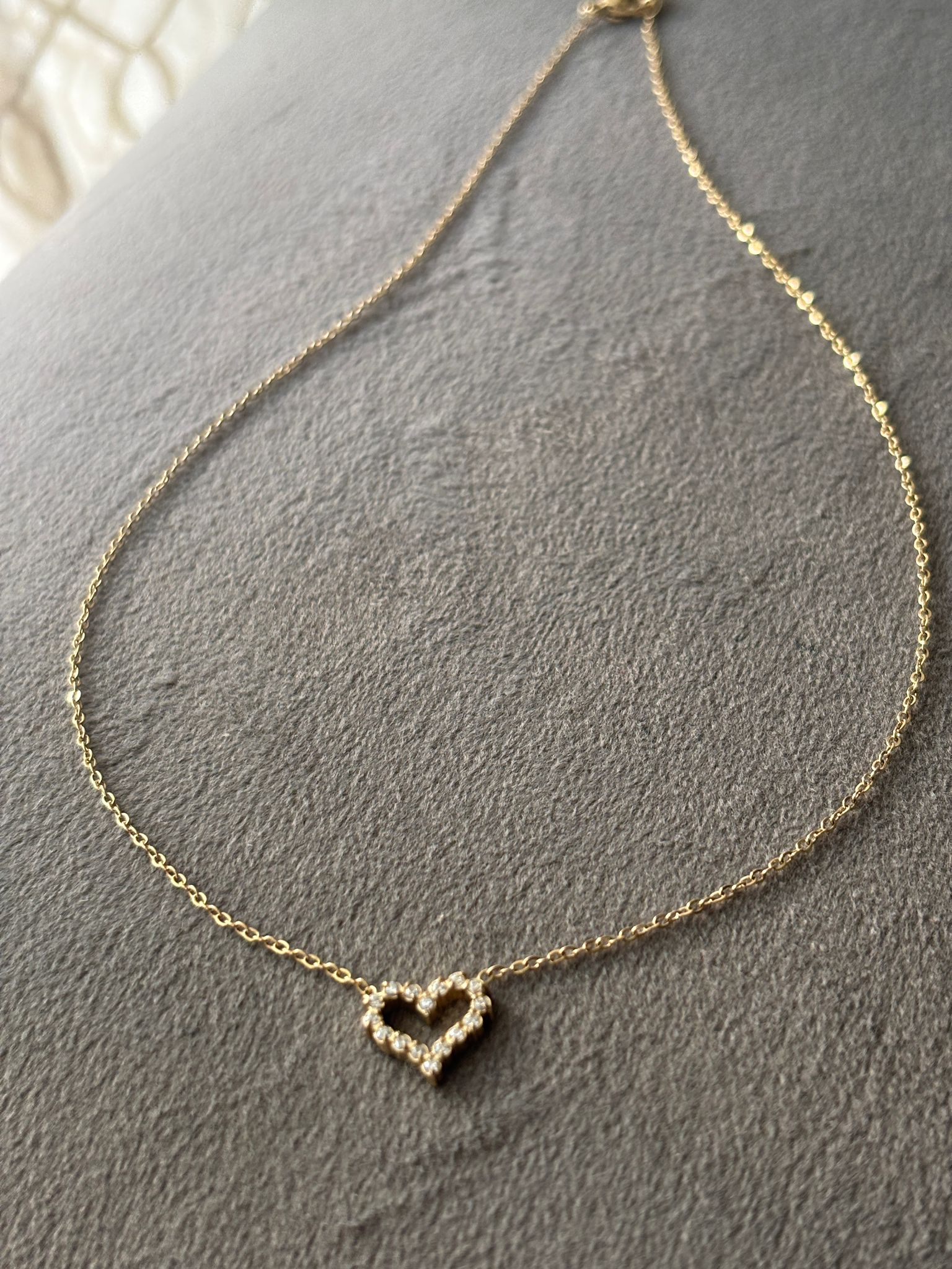 Dainty Pave Heart Gold Necklace
