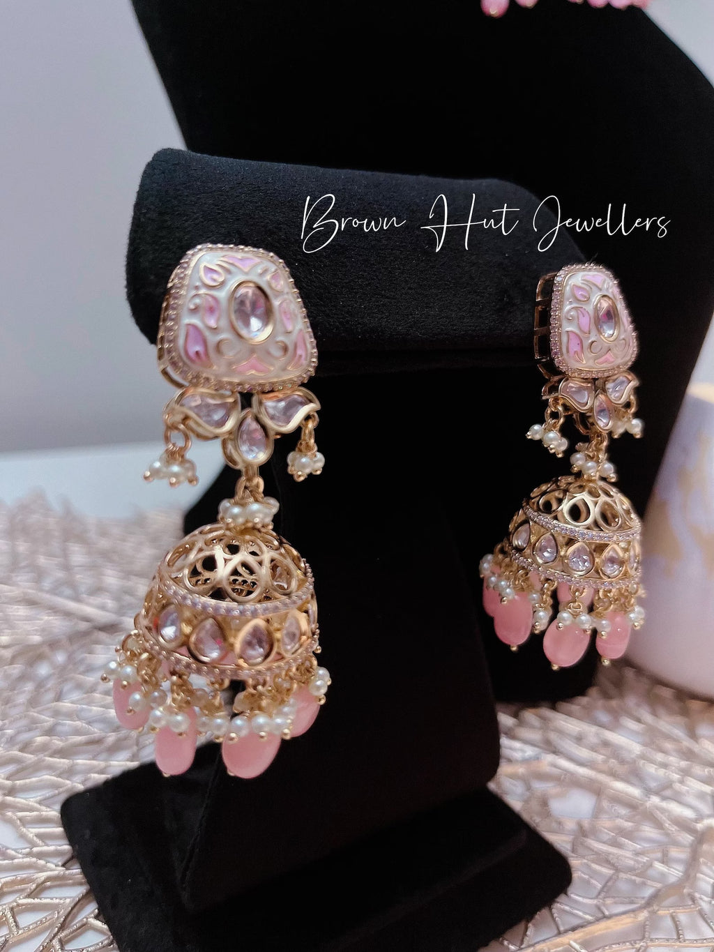 Pink Necklace & Earrings Set | Indian Jewelry | South Asian Jewelry | Earrings | Danglers | Meenakari Baby Pink Necklace