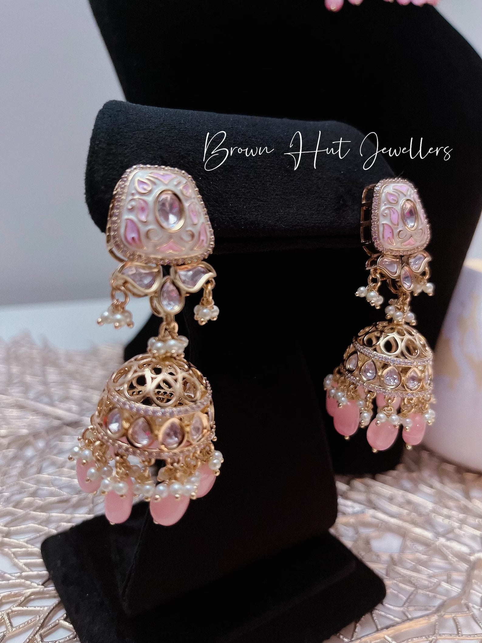 Pink Necklace & Earrings Set | Indian Jewelry | South Asian Jewelry | Earrings | Danglers | Meenakari Baby Pink Necklace