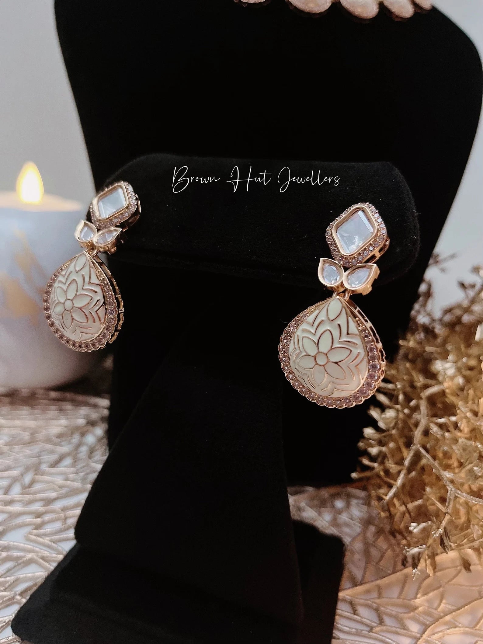 Meenakari Cream Necklace, Earrings & Tikka Set | Indian Jewelry | South Asian Jewelry | Tikka | Earings | Danglers | White Necklace Set